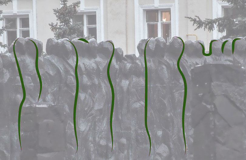 Стены скорби, открытый вид колумбариев  